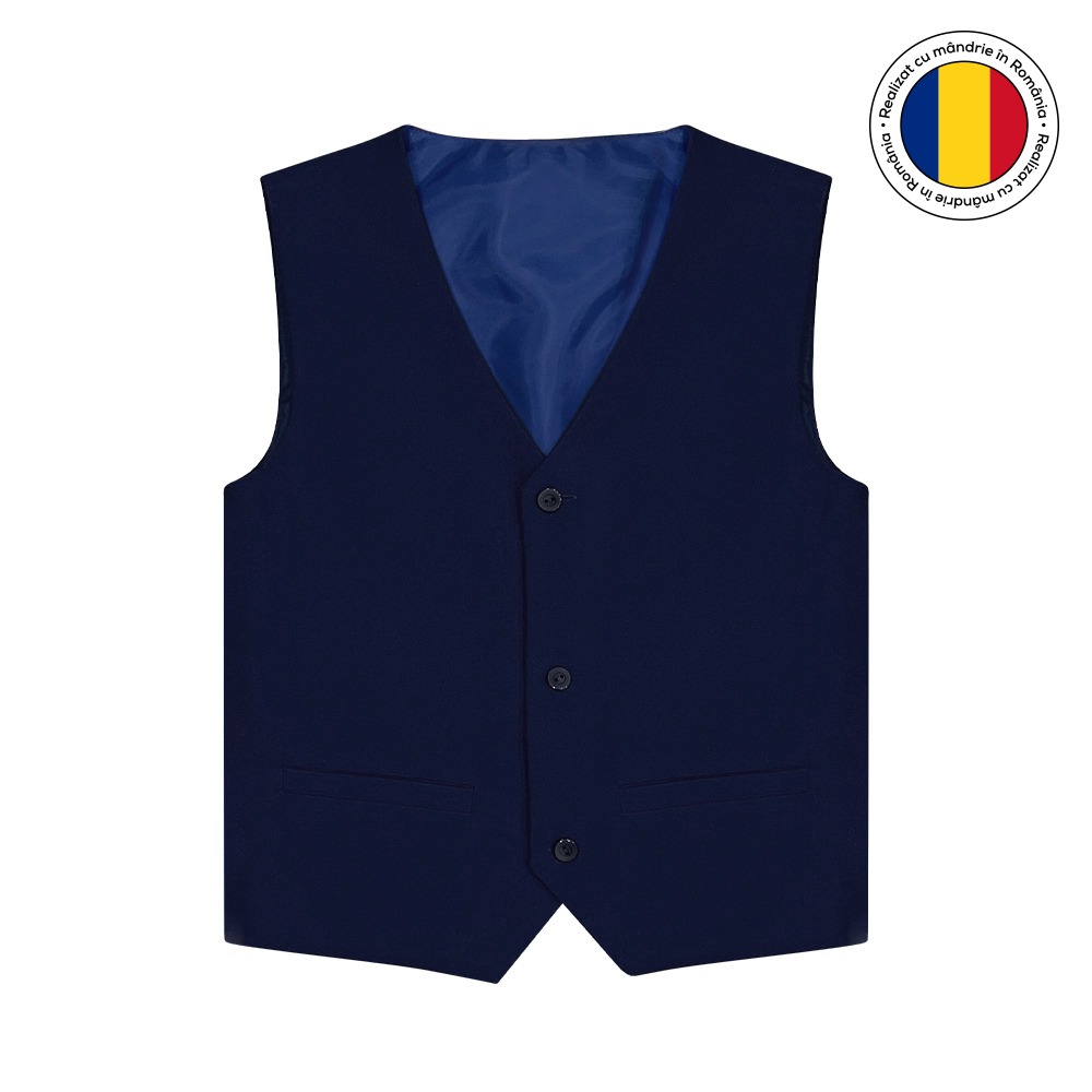 Vestă uniformă școlară bleumarin cu buzunare